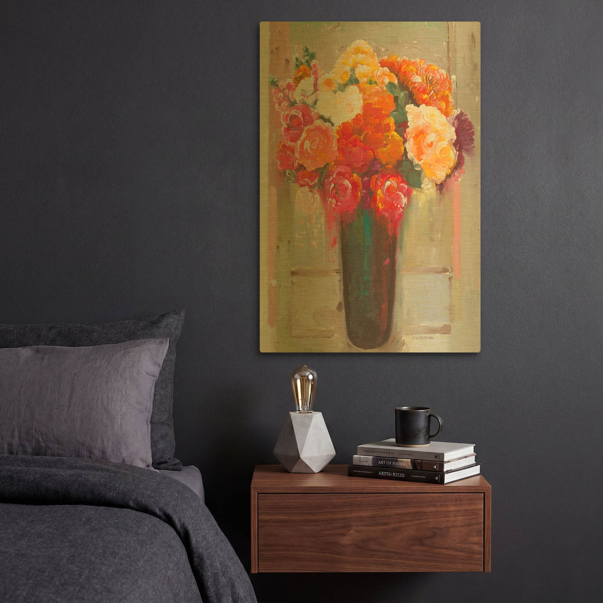 'Flowers at the Window' By Hooshang Khorasani Gold Metal Wall Art