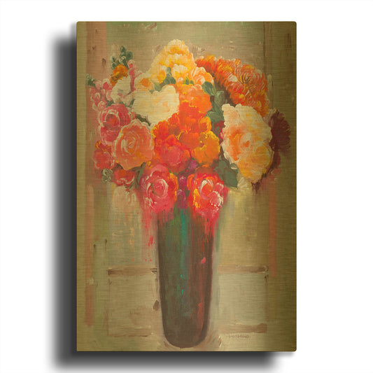 'Flowers at the Window' By Hooshang Khorasani Gold Metal Wall Art