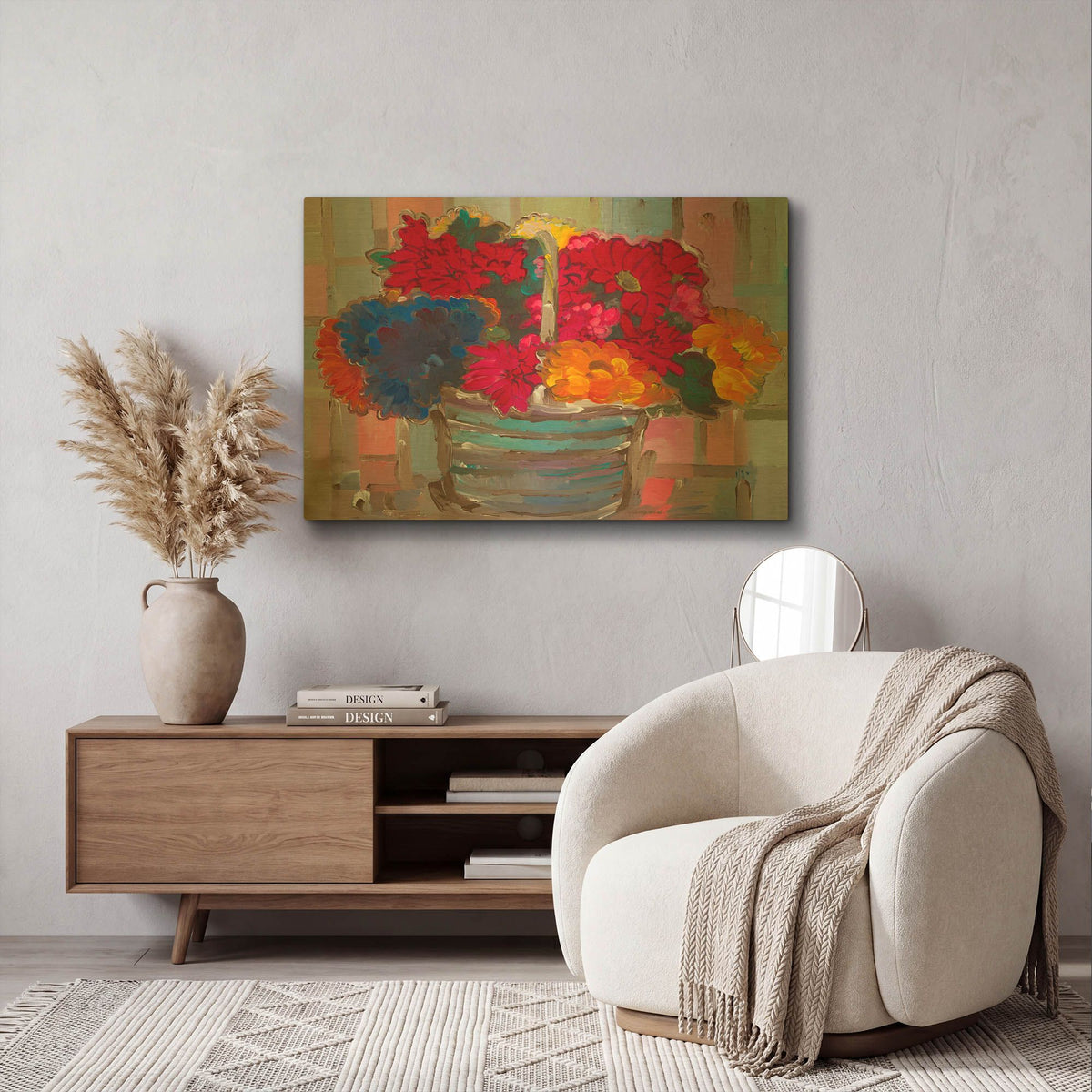 'Basket of Flowers II' By Hooshang Khorasani Gold Metal Wall Art