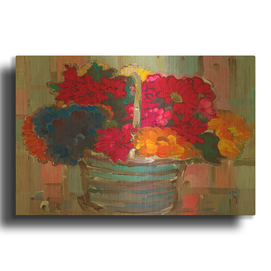 'Basket of Flowers II' By Hooshang Khorasani Gold Metal Wall Art