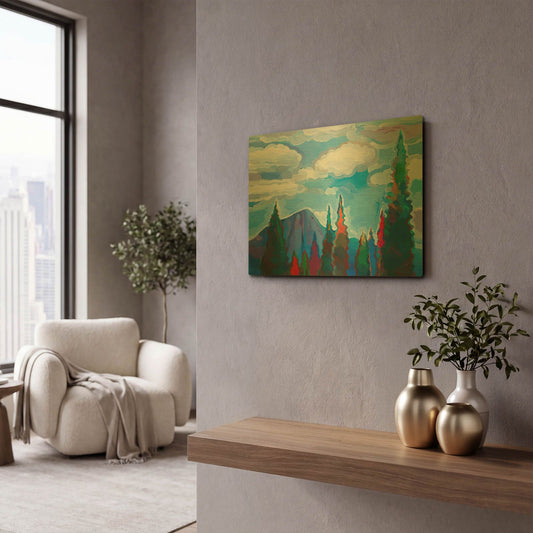 'Color and Clouds #5' By Hooshang Khorasani Gold Metal Wall Art