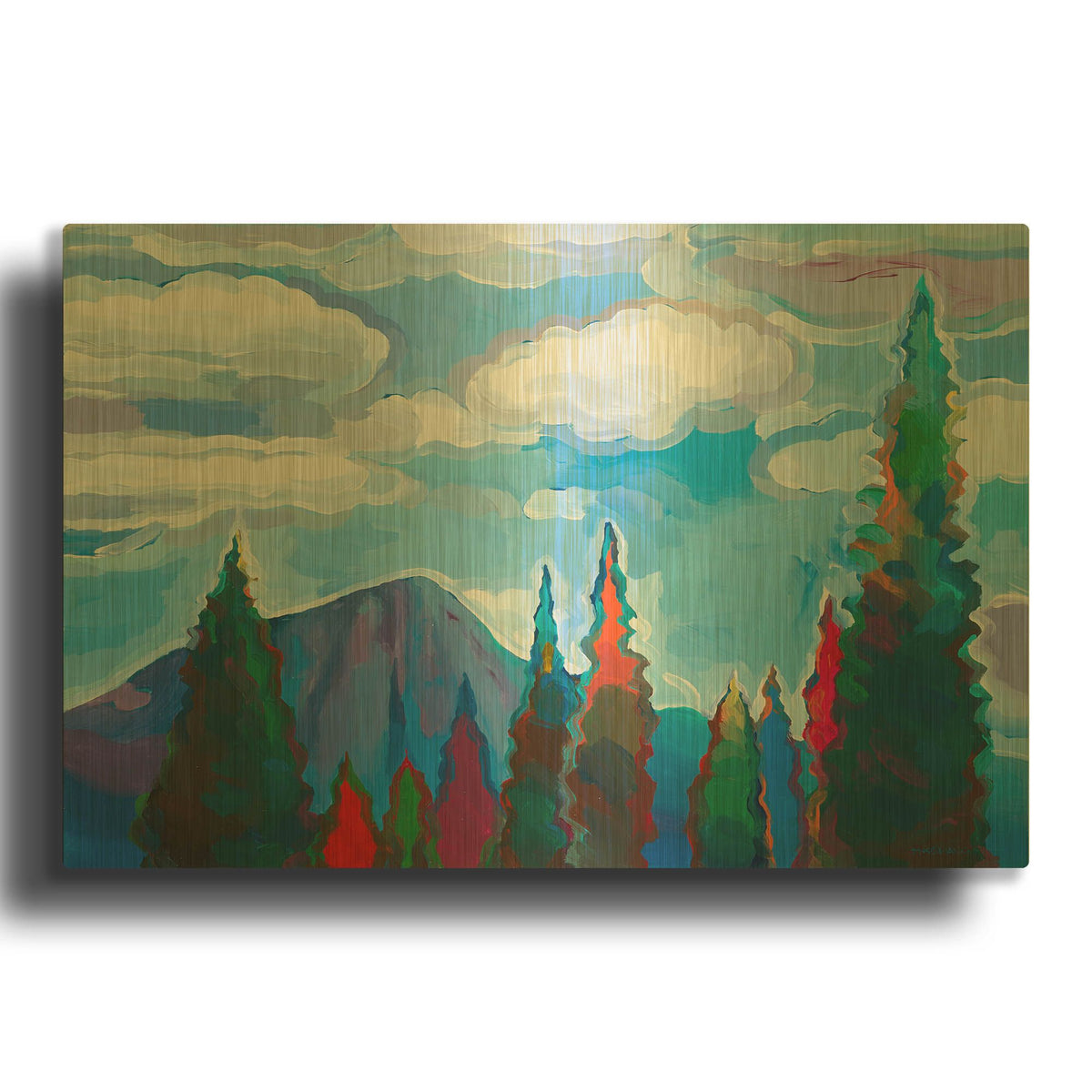 'Color and Clouds #5' By Hooshang Khorasani Gold Metal Wall Art