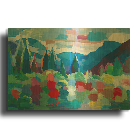 'Petals and Peaks' By Hooshang Khorasani Gold Metal Wall Art