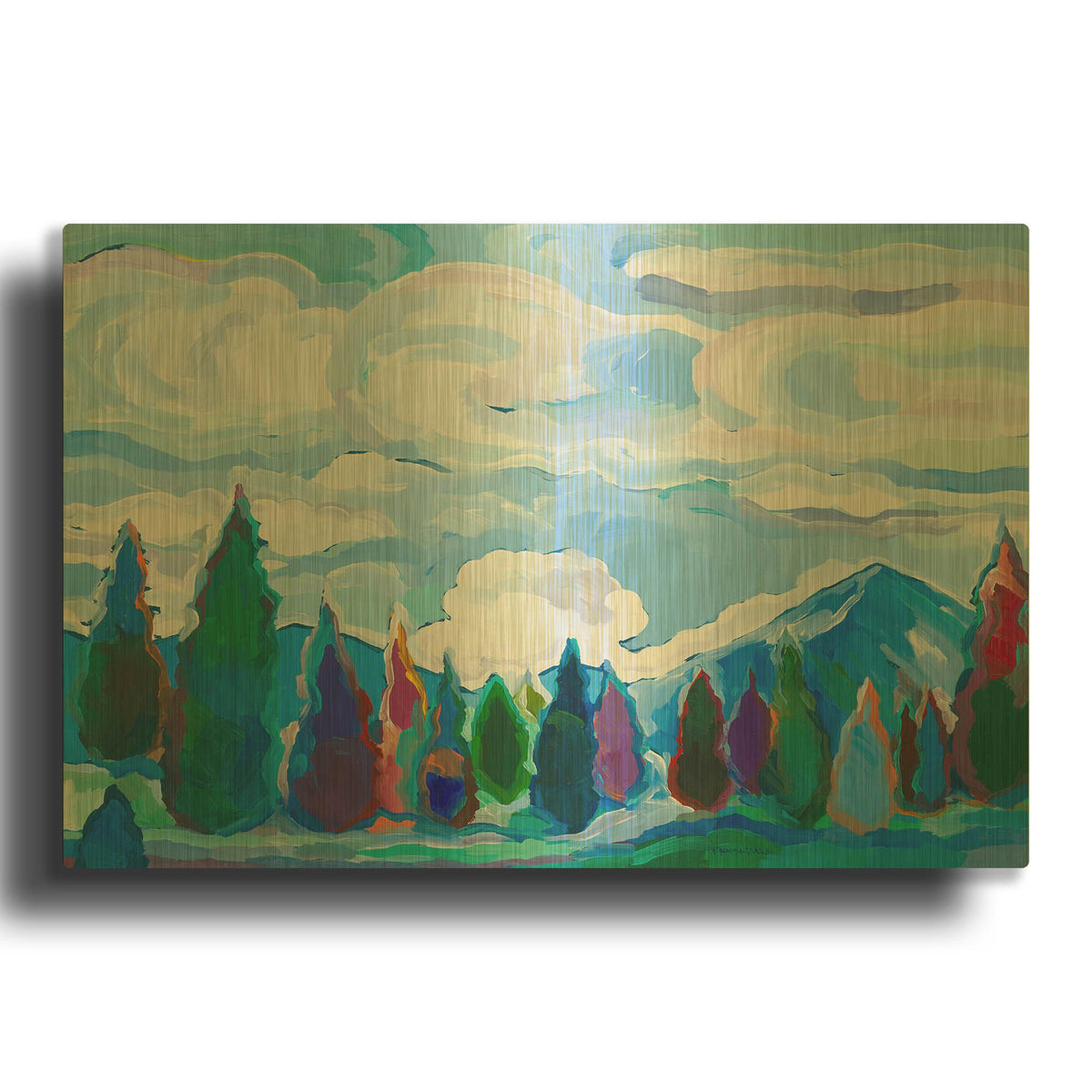 'Color and Clouds #4' By Hooshang Khorasani Gold Metal Wall Art