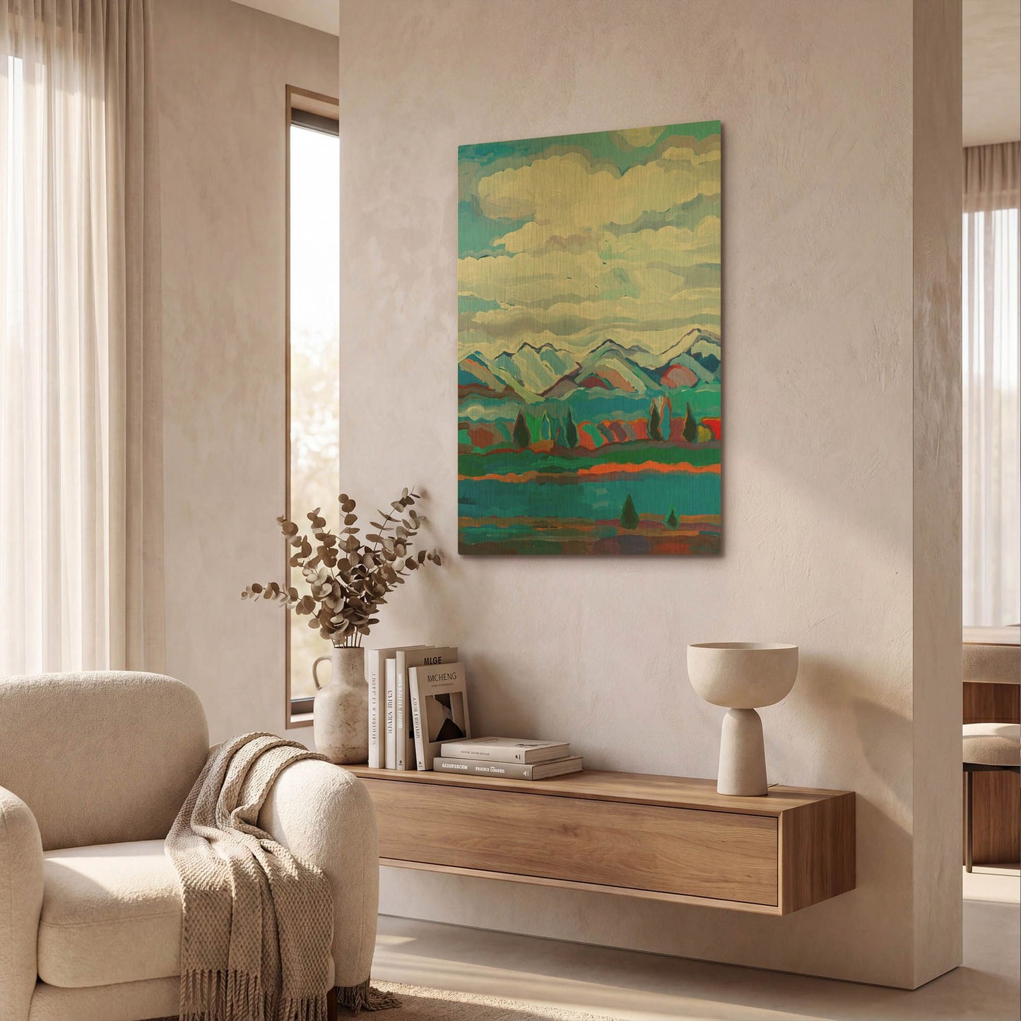 'Color and Clouds #6' By Hooshang Khorasani Gold Metal Wall Art