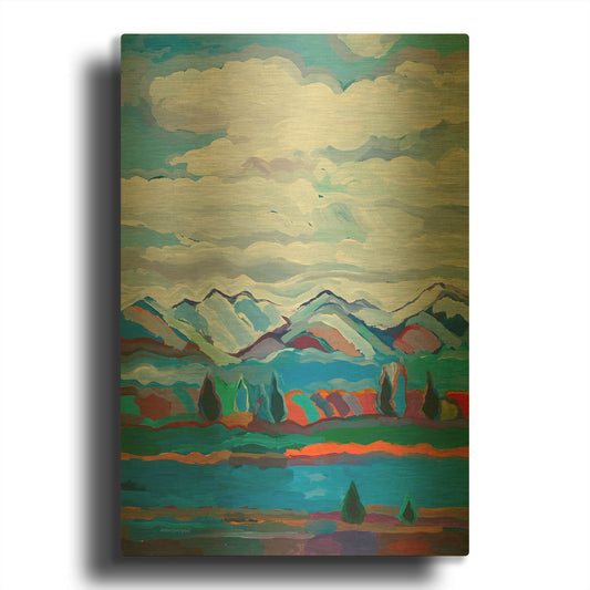 'Color and Clouds #6' By Hooshang Khorasani Gold Metal Wall Art