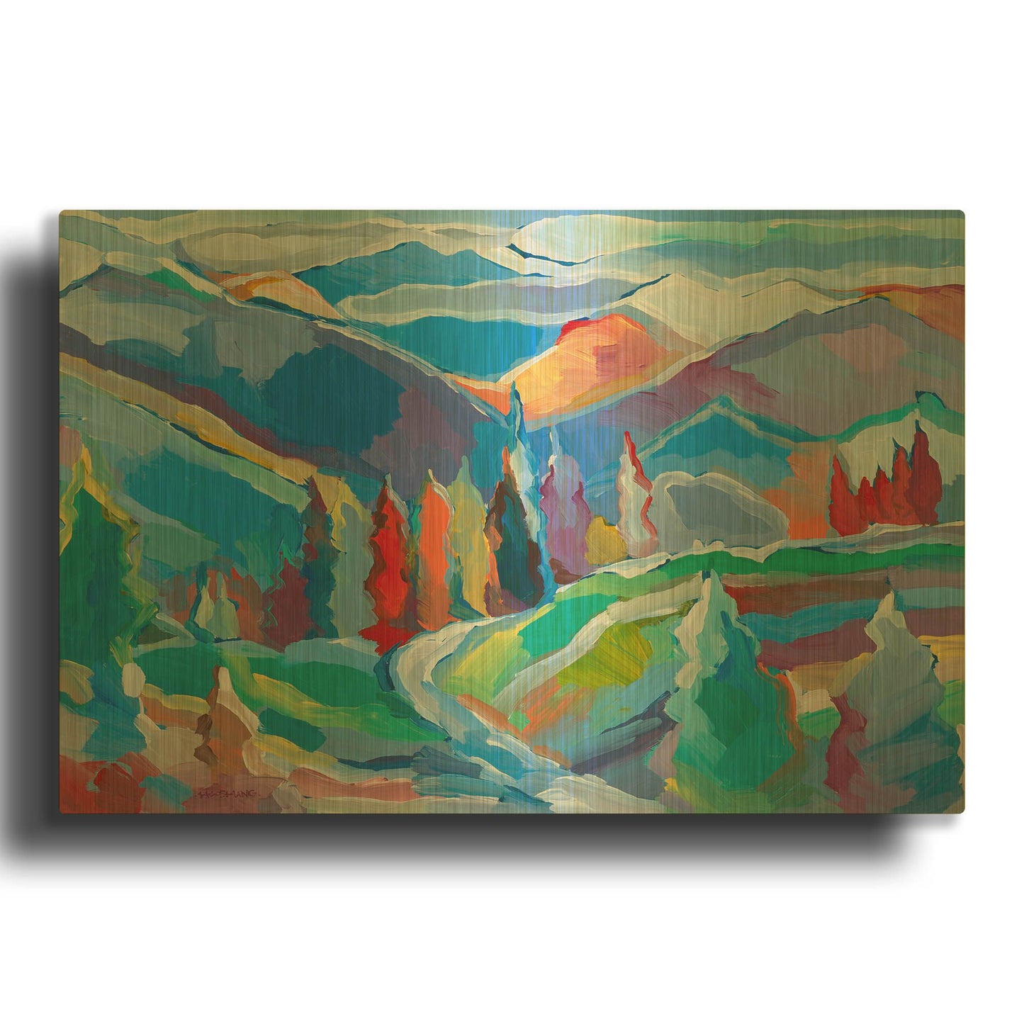'Colorado Composition #5' By Hooshang Khorasani Gold Metal Wall Art