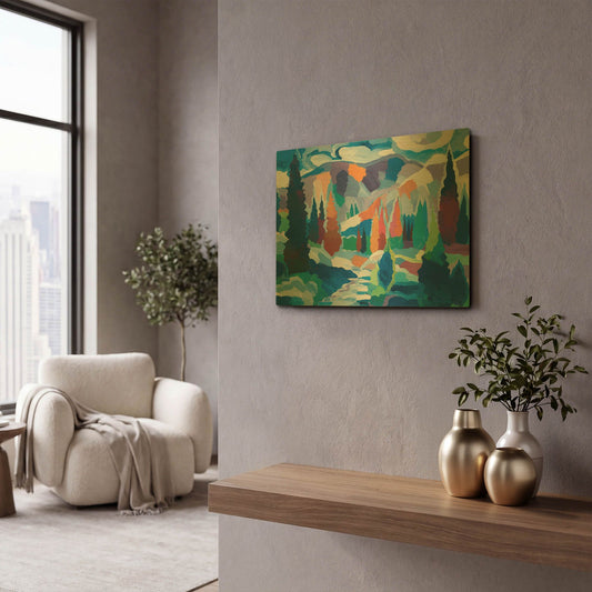 'The Creek among the Colors' By Hooshang Khorasani Gold Metal Wall Art