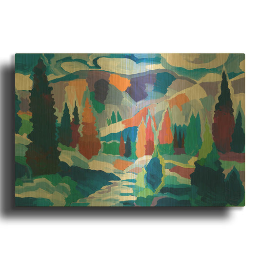 'The Creek among the Colors' By Hooshang Khorasani Gold Metal Wall Art