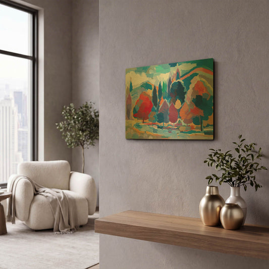 'Stream Side Gathering #2' By Hooshang Khorasani Gold Metal Wall Art