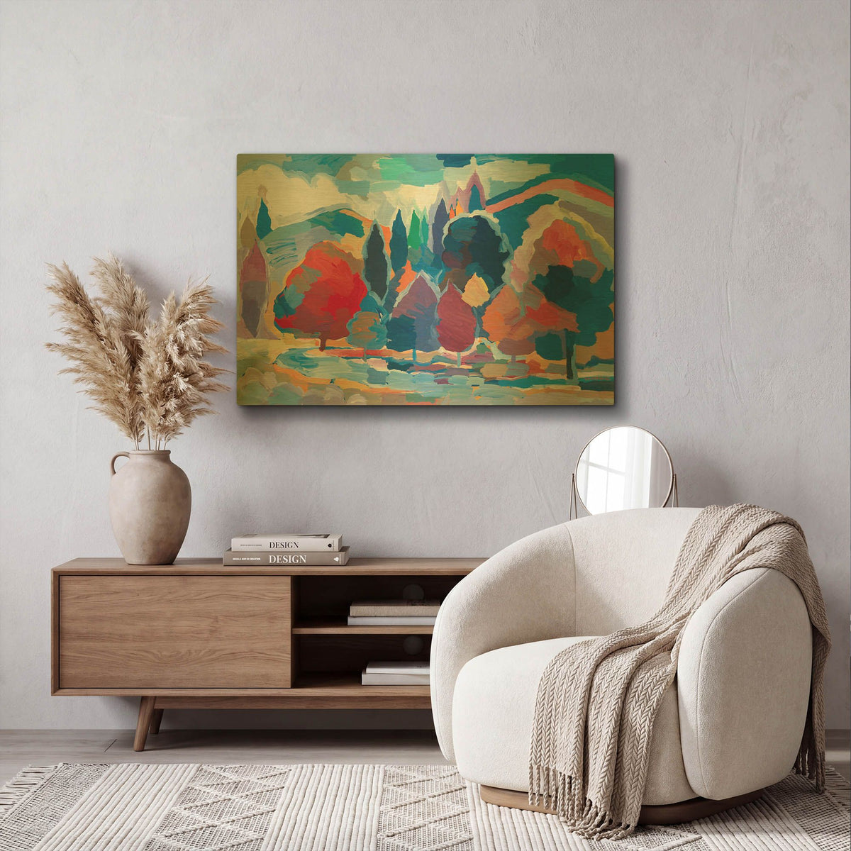 'Stream Side Gathering #2' By Hooshang Khorasani Gold Metal Wall Art