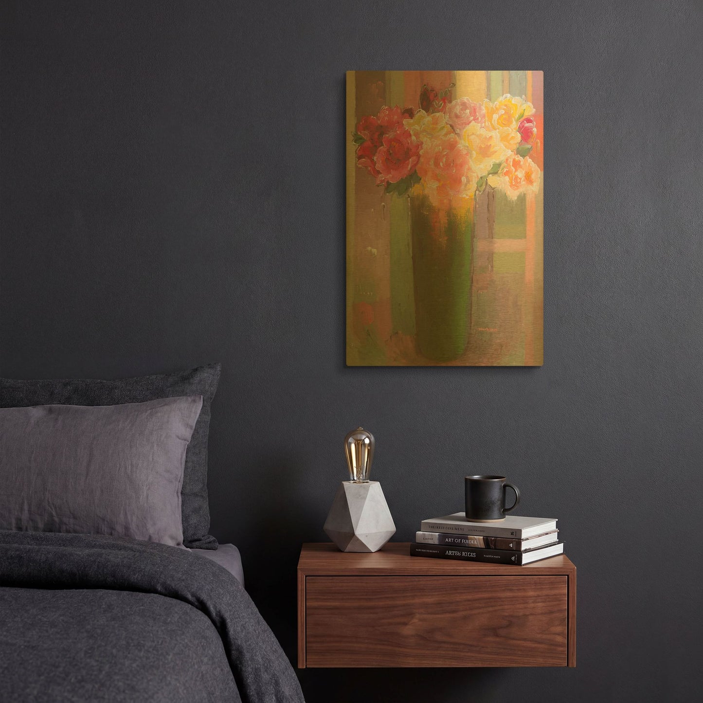 'Romantic Roses' By Hooshang Khorasani Gold Metal Wall Art