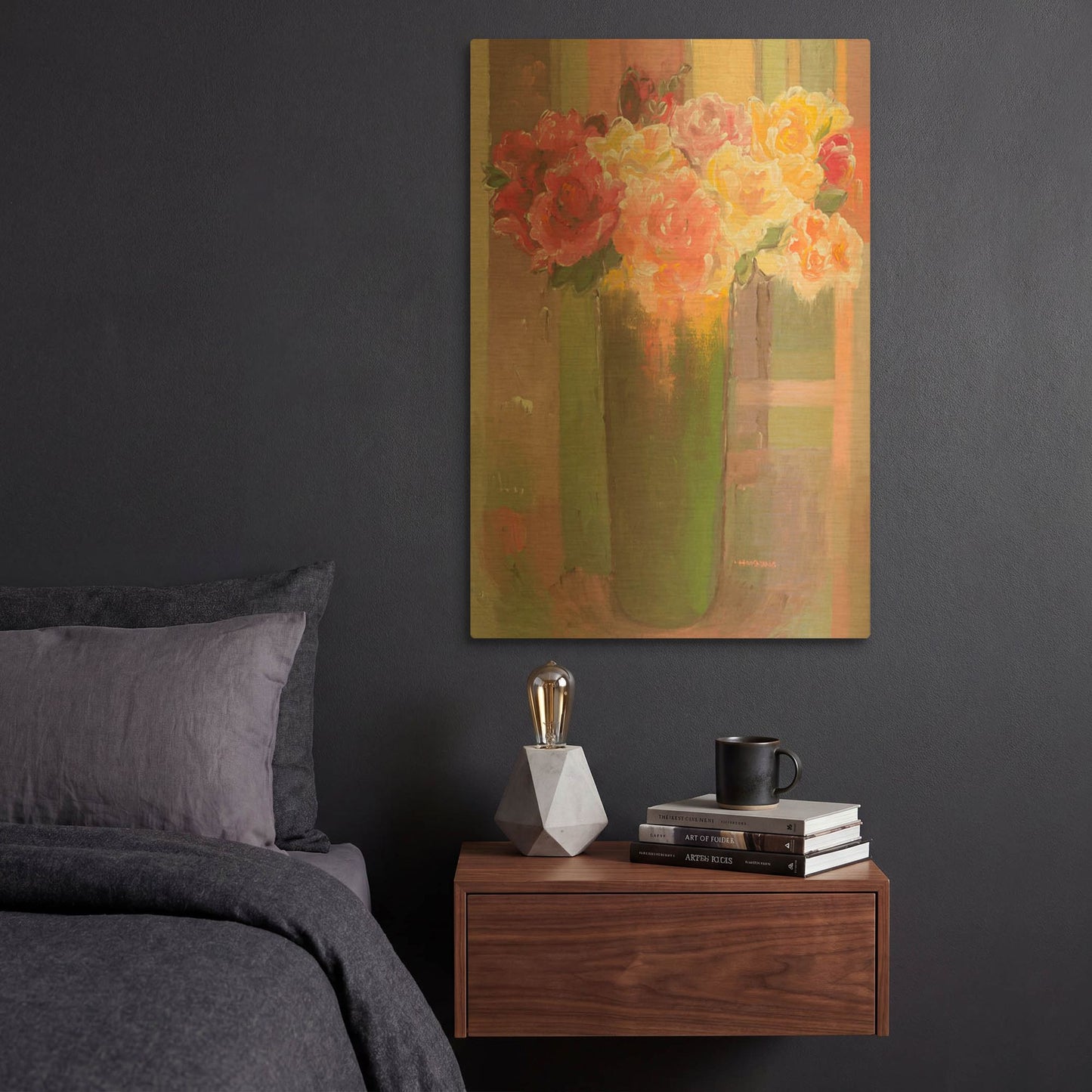 'Romantic Roses' By Hooshang Khorasani Gold Metal Wall Art