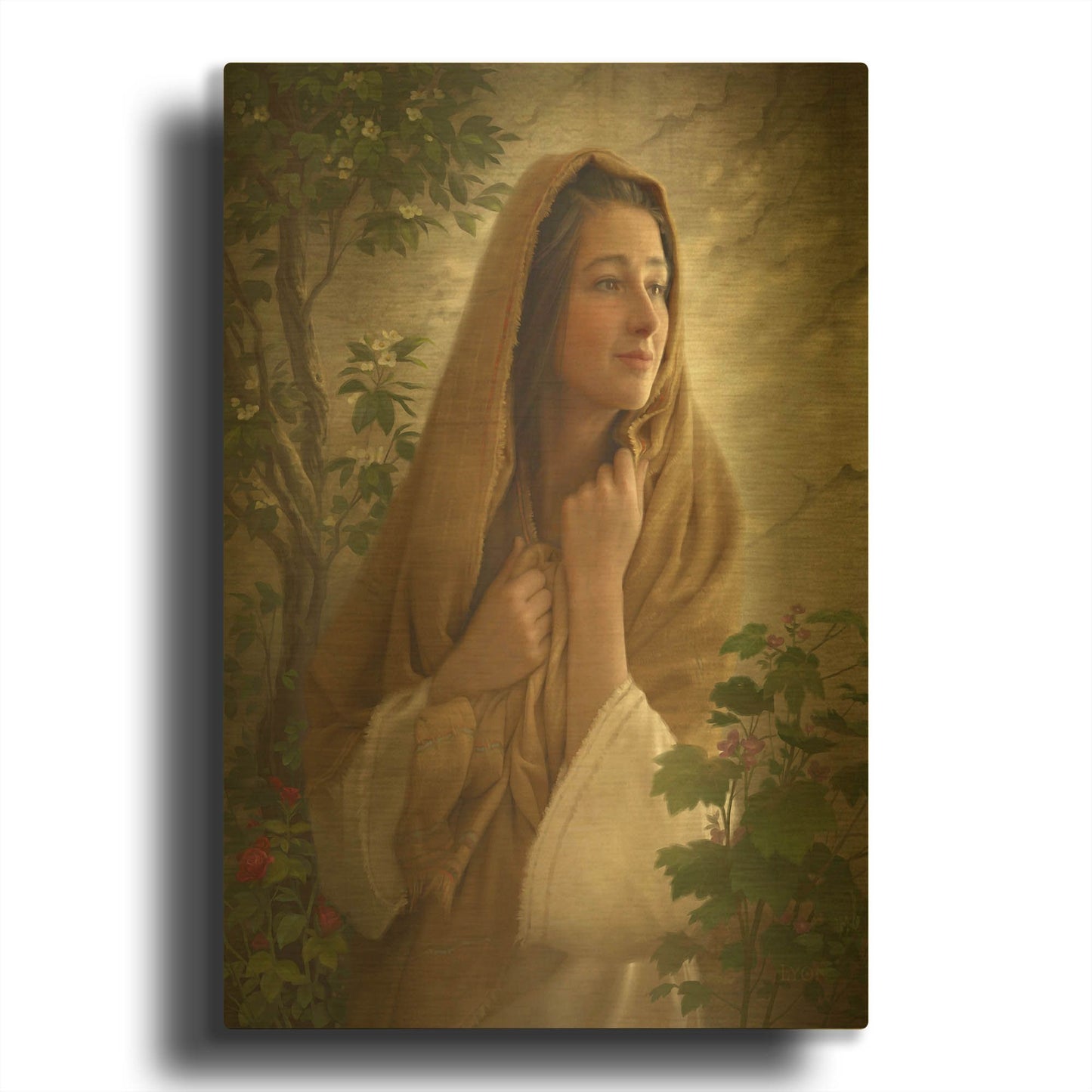 'Mary Kept All These Things' By Howard Lyon Gold Metal Wall Art