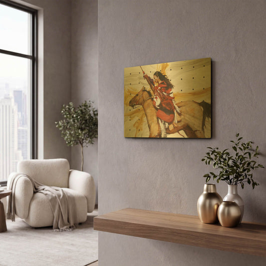'Indian On Horseback' By J. E. Knauf Gold Metal Wall Art