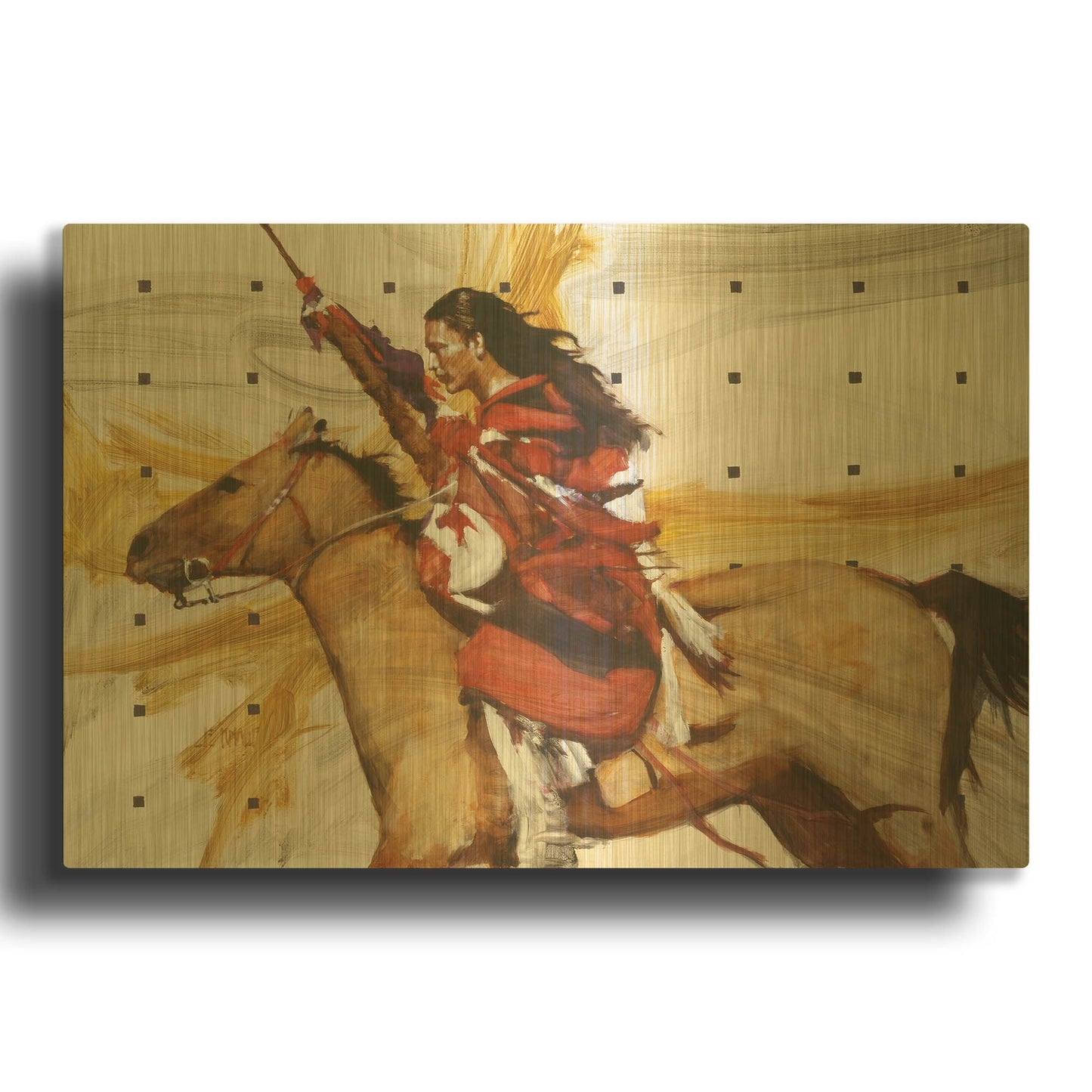 'Indian On Horseback' By J. E. Knauf Gold Metal Wall Art