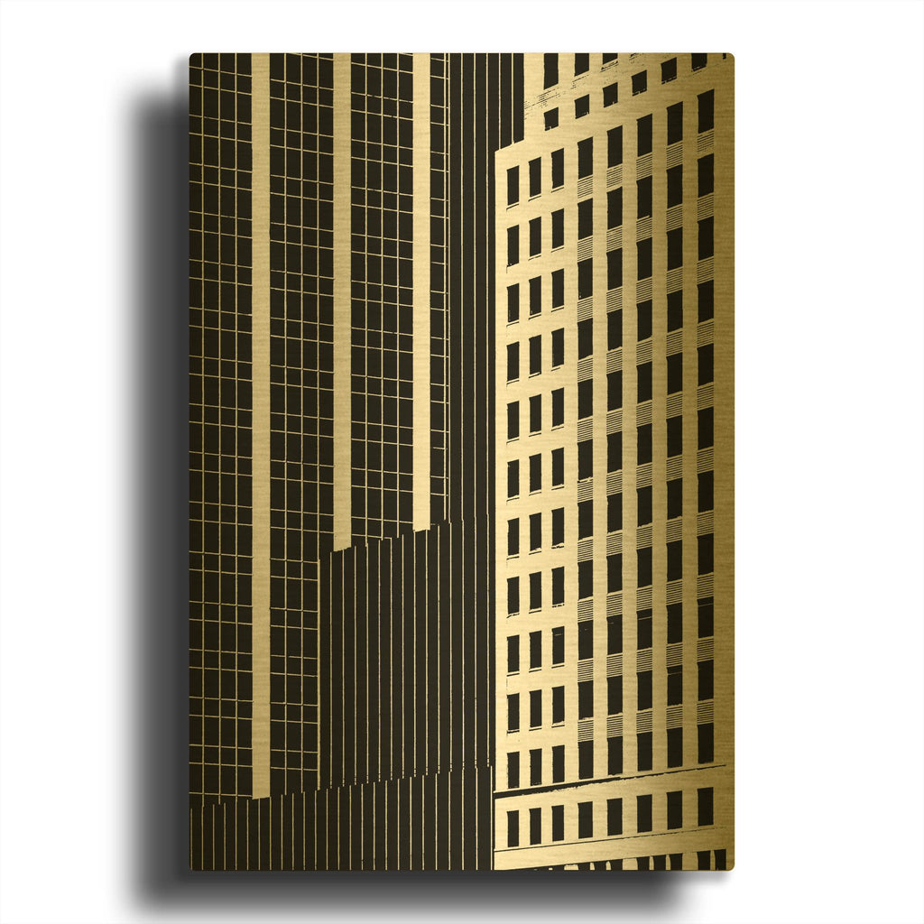 'NYC in Pure B&W II' By Jeff Pica Gold Metal Wall Art