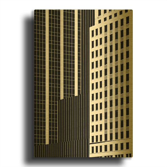 'NYC in Pure B&W II' By Jeff Pica Gold Metal Wall Art