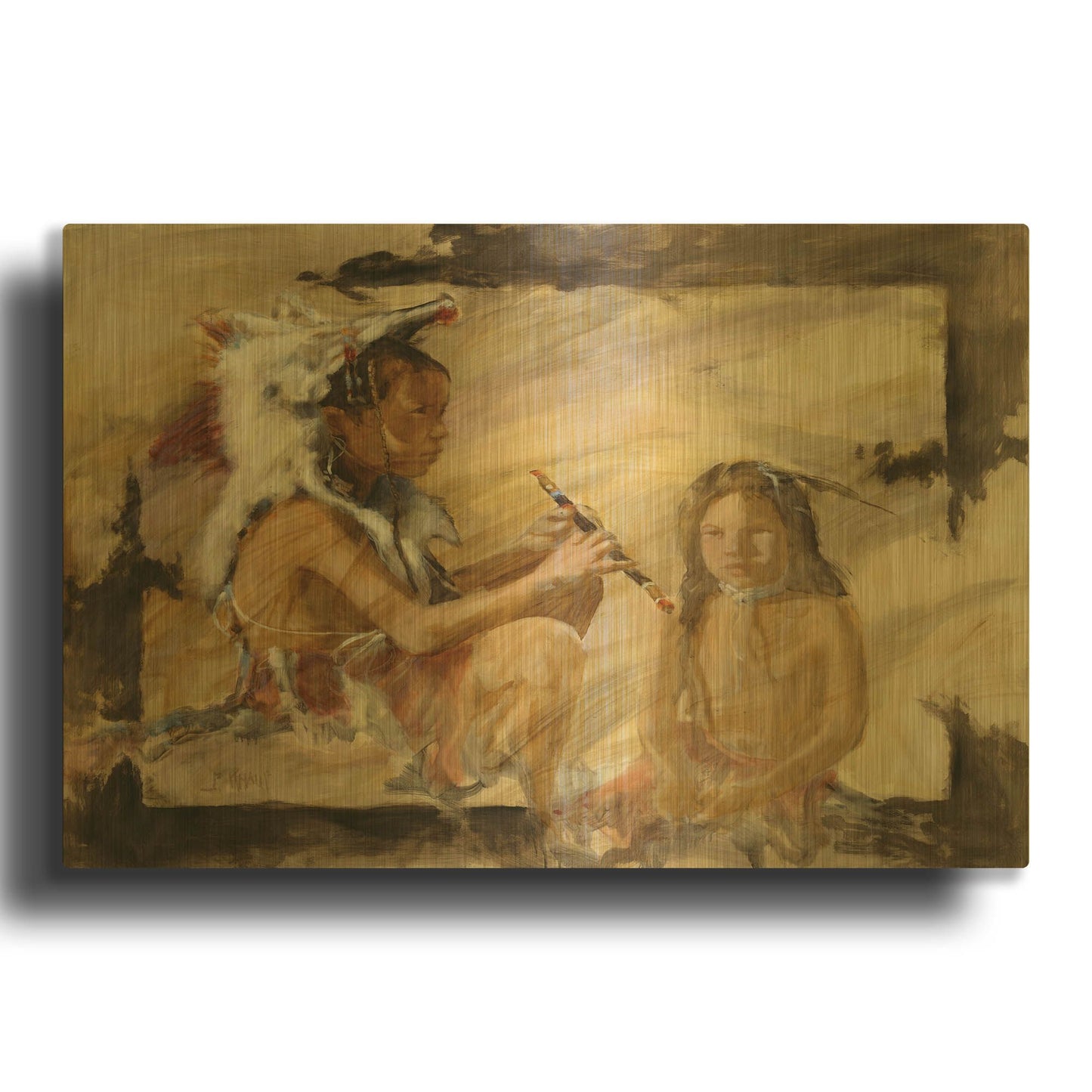 'J J & Wapila On The Cheyenne' By J. E. Knauf Gold Metal Wall Art