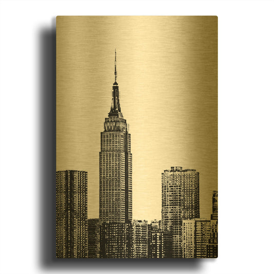 'NYC in Pure B&W XVIII' By Jeff Pica Gold Metal Wall Art