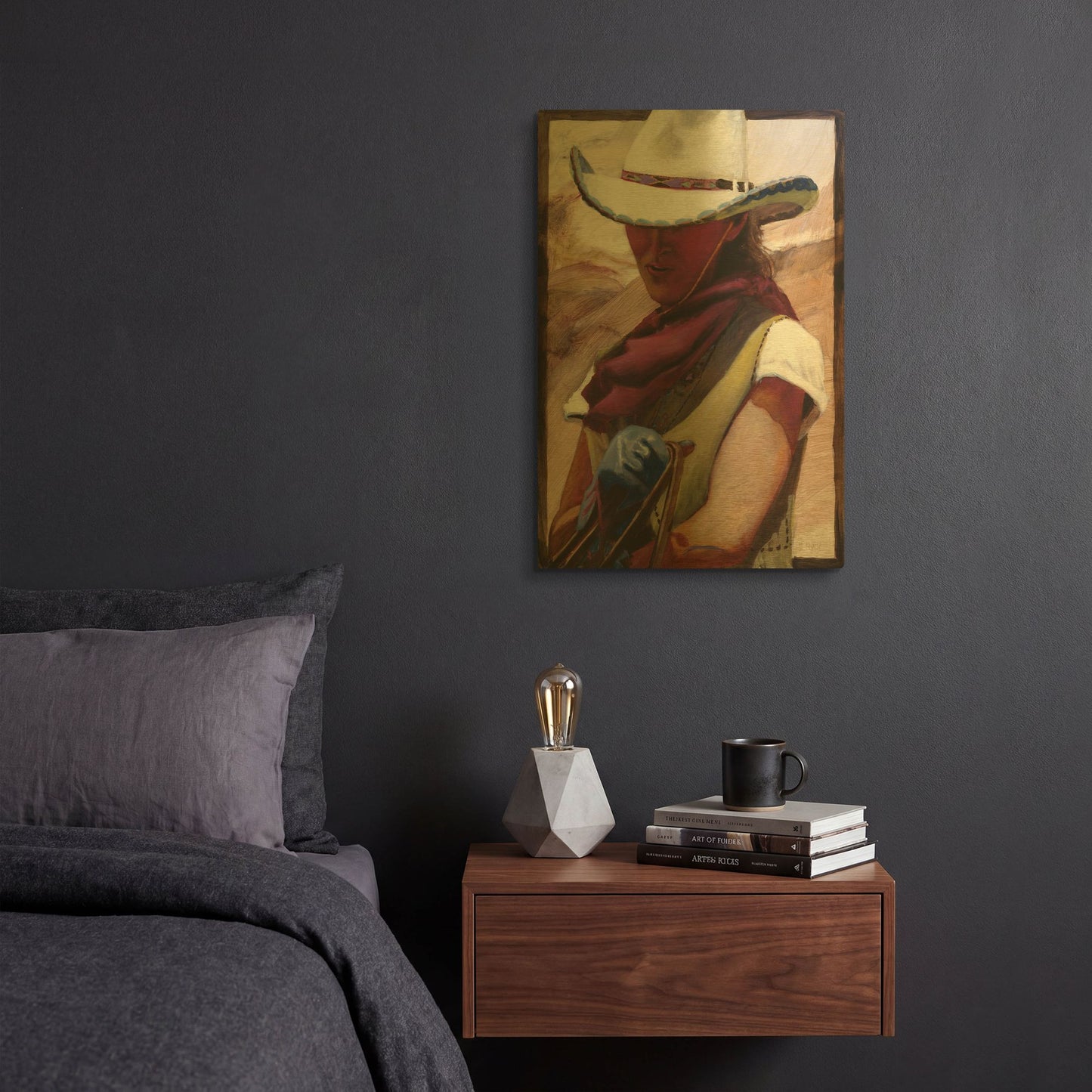 'The Blue Glove' By J. E. Knauf Gold Metal Wall Art