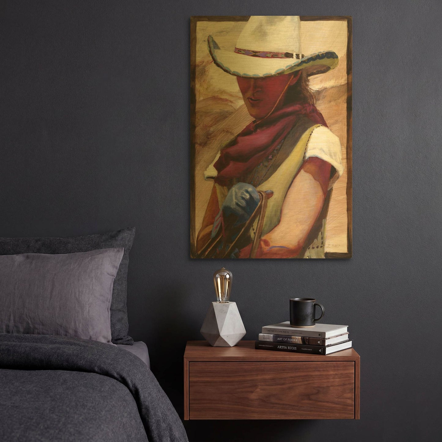 'The Blue Glove' By J. E. Knauf Gold Metal Wall Art