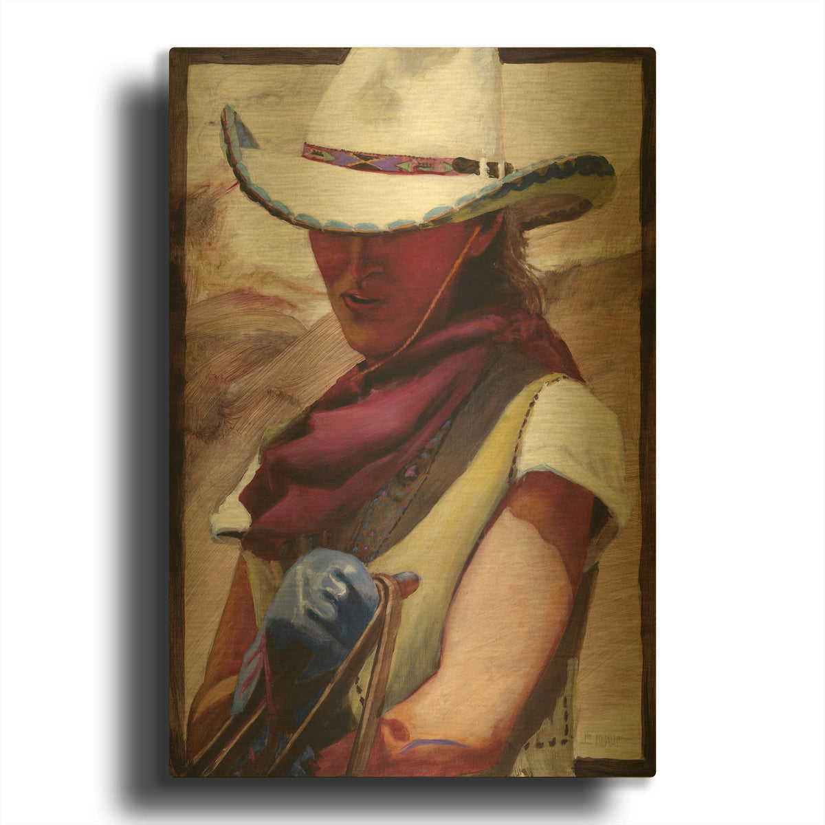'The Blue Glove' By J. E. Knauf Gold Metal Wall Art