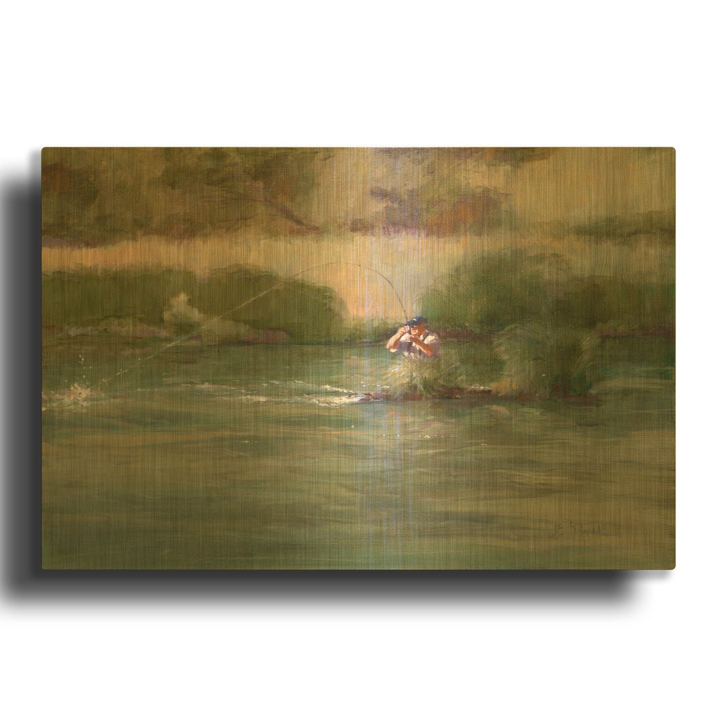 'Mike On The Deschutes' By J. E. Knauf Gold Metal Wall Art