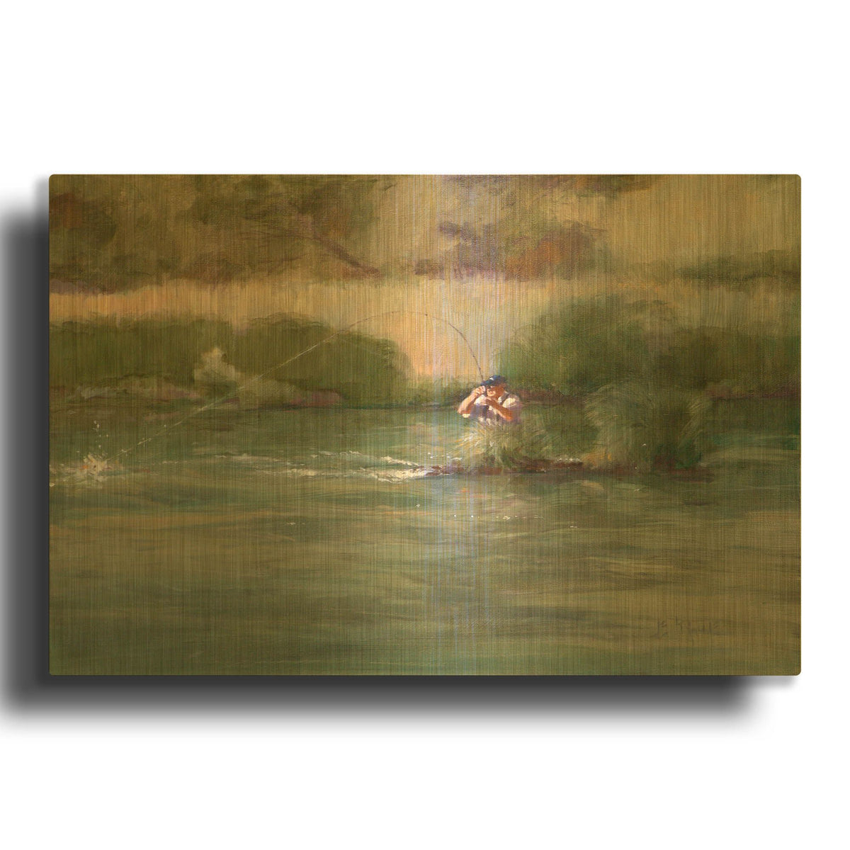 'Mike On The Deschutes' By J. E. Knauf Gold Metal Wall Art