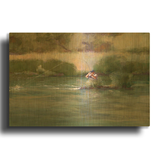 'Mike On The Deschutes' By J. E. Knauf Gold Metal Wall Art