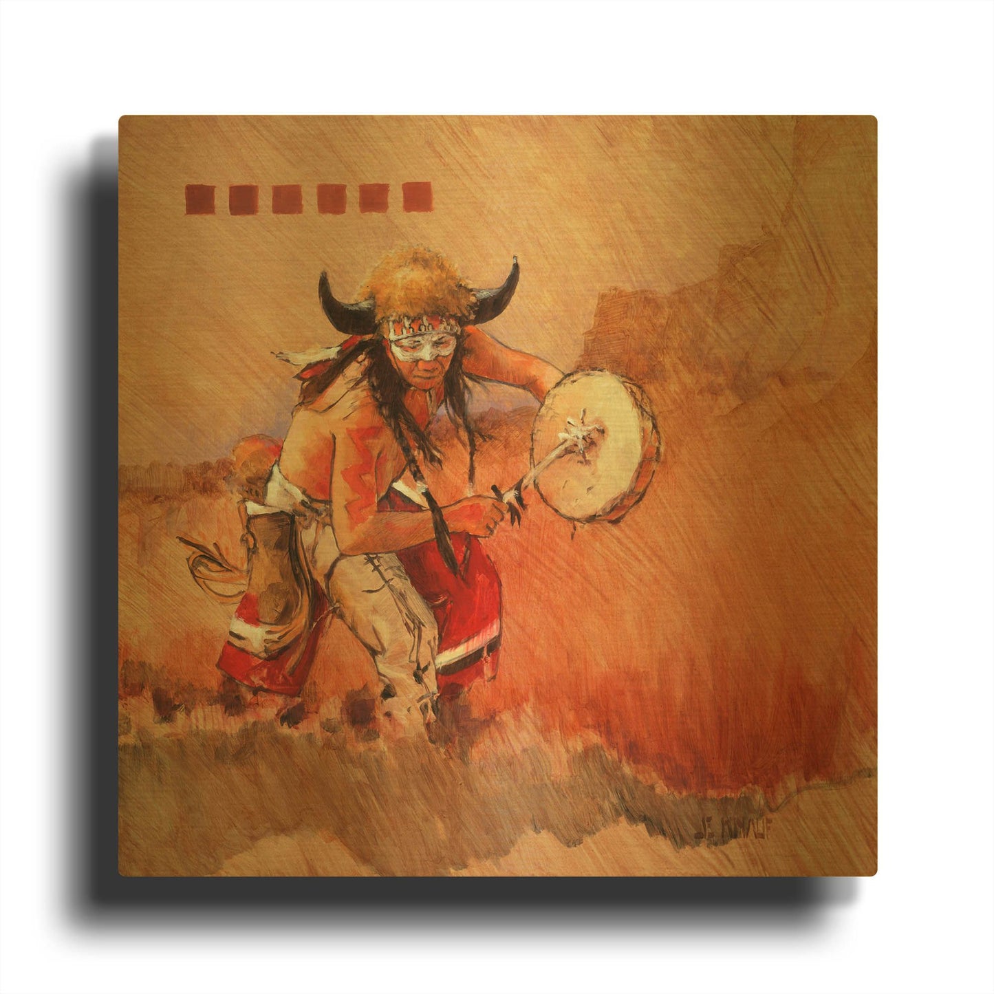 'Buffalo Dance' By J. E. Knauf Gold Metal Wall Art