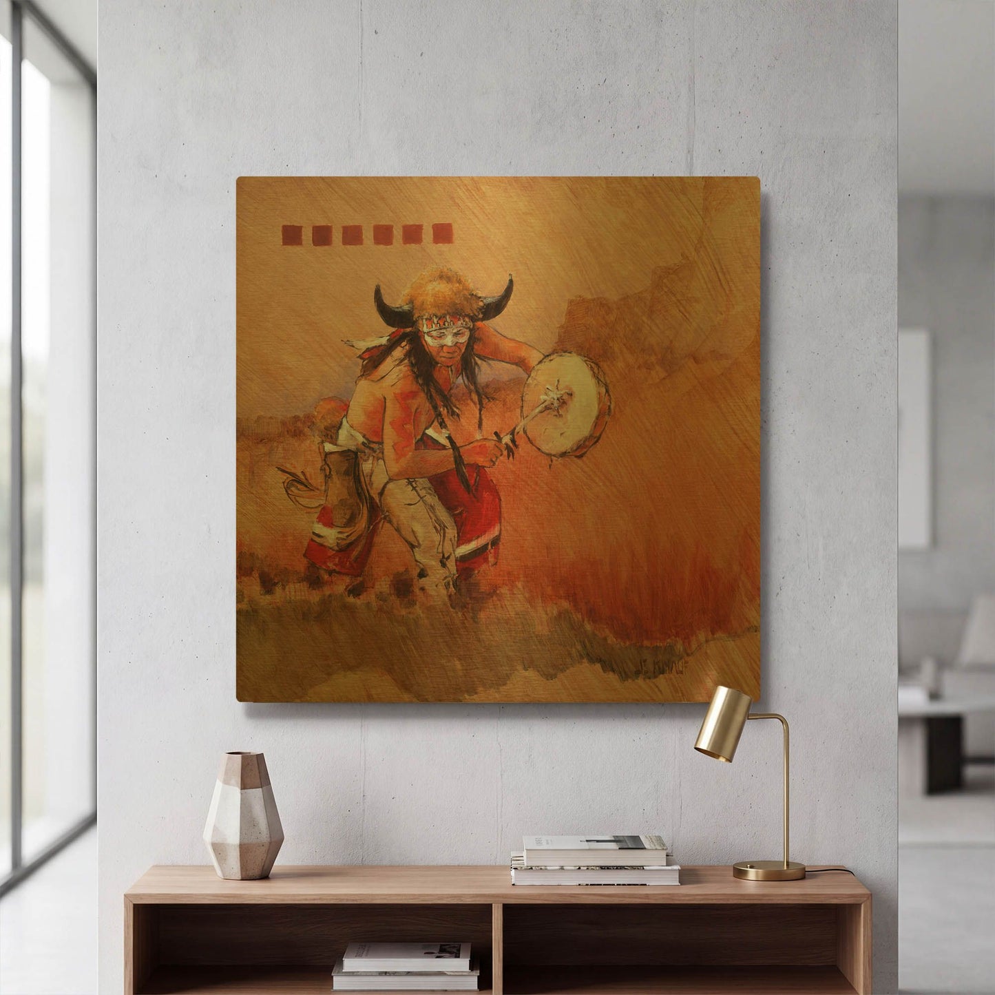 'Buffalo Dance' By J. E. Knauf Gold Metal Wall Art