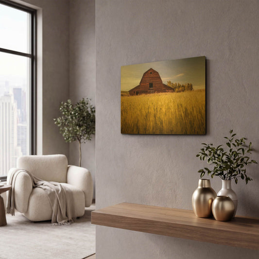 'Barn Sunset 1' By Joe Reimer Photography Gold Metal Wall Art