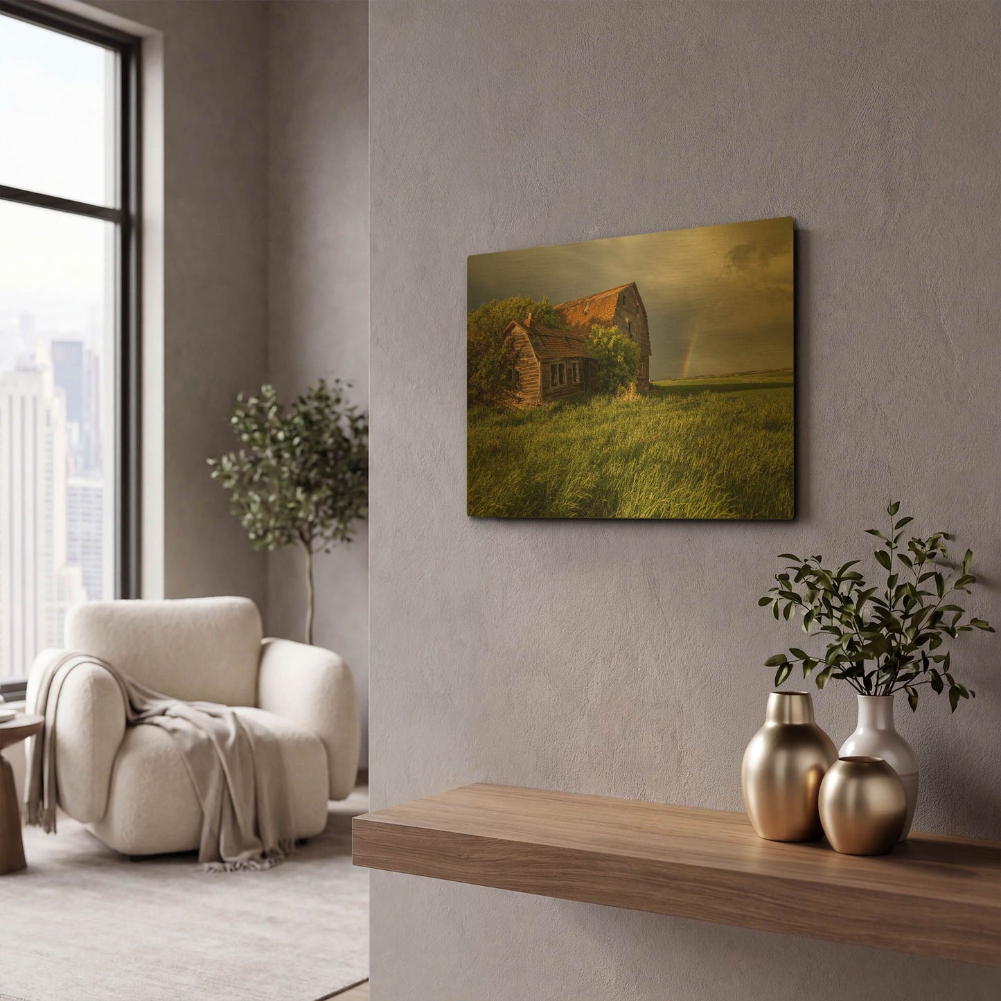 'Barn Sunset 2' By Joe Reimer Photography Gold Metal Wall Art