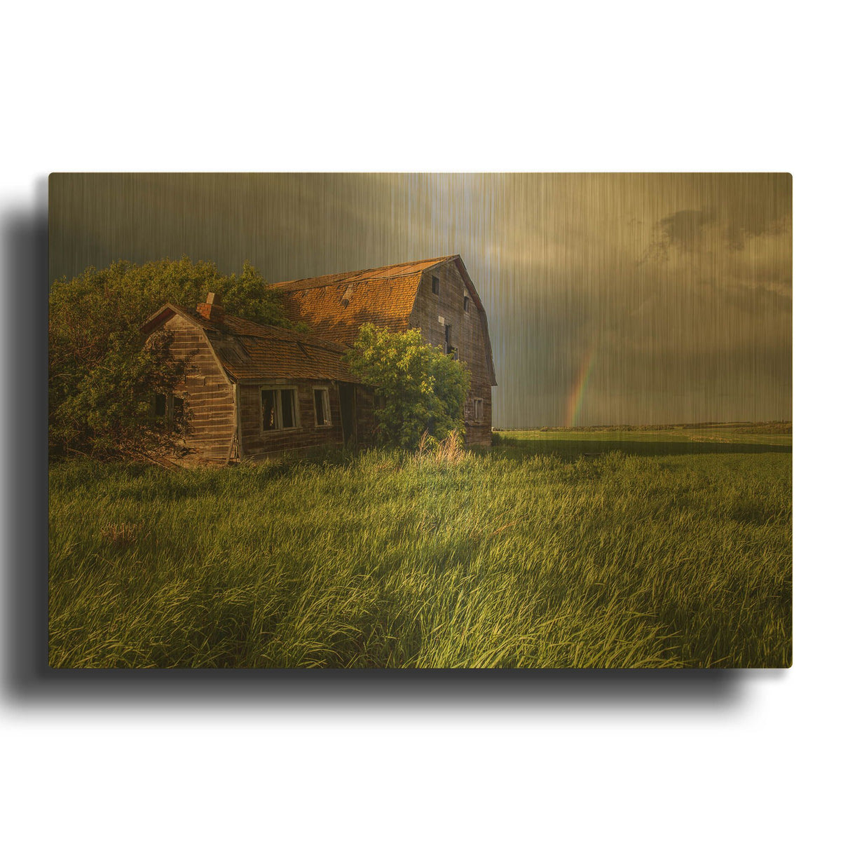 'Barn Sunset 2' By Joe Reimer Photography Gold Metal Wall Art