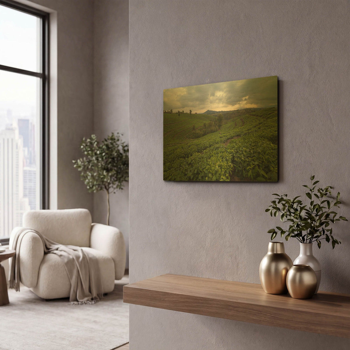 'Burundi Tea Field' By Joe Reimer Photography Gold Metal Wall Art