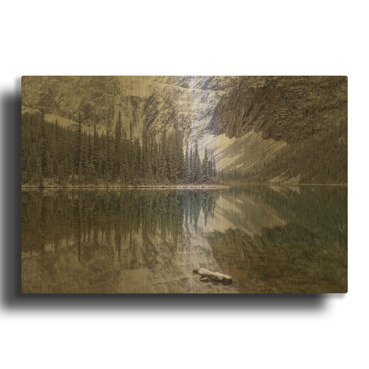 'Cavell Lake 1' By Joe Reimer Photography Gold Metal Wall Art