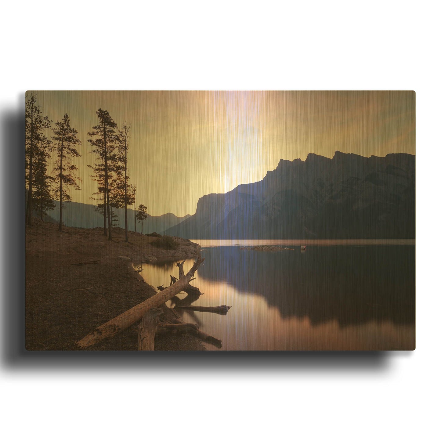 'Lake Minnewanka 1' By Joe Reimer Photography Gold Metal Wall Art