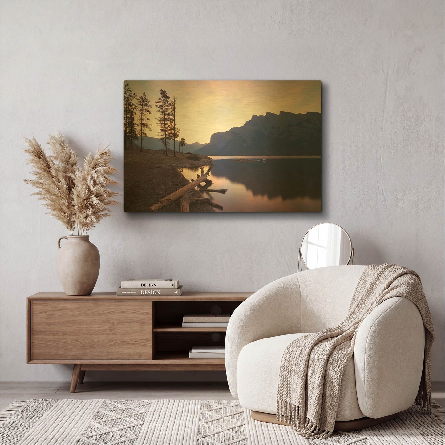 'Lake Minnewanka 1' By Joe Reimer Photography Gold Metal Wall Art