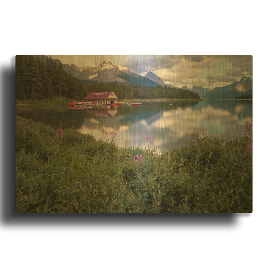 'Maligne Lake 1' By Joe Reimer Photography Gold Metal Wall Art