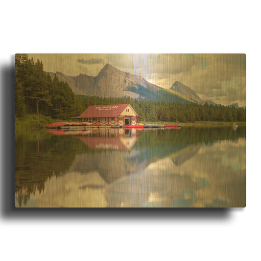 'Maligne Lake 2' By Joe Reimer Photography Gold Metal Wall Art