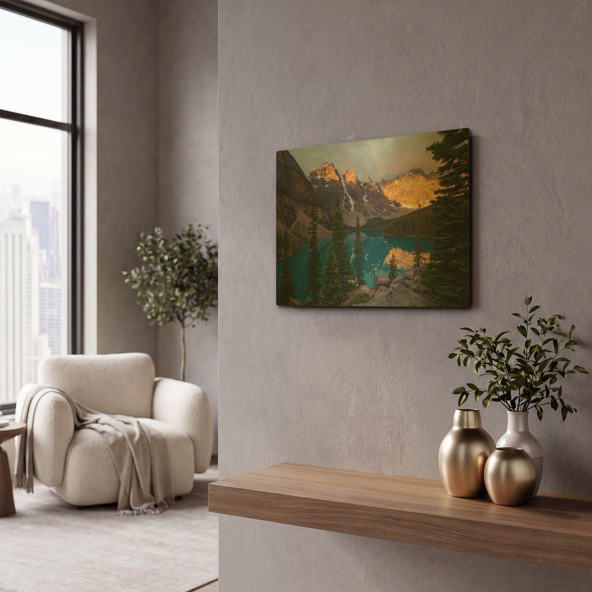 'Moraine Lake 2' By Joe Reimer Photography Gold Metal Wall Art