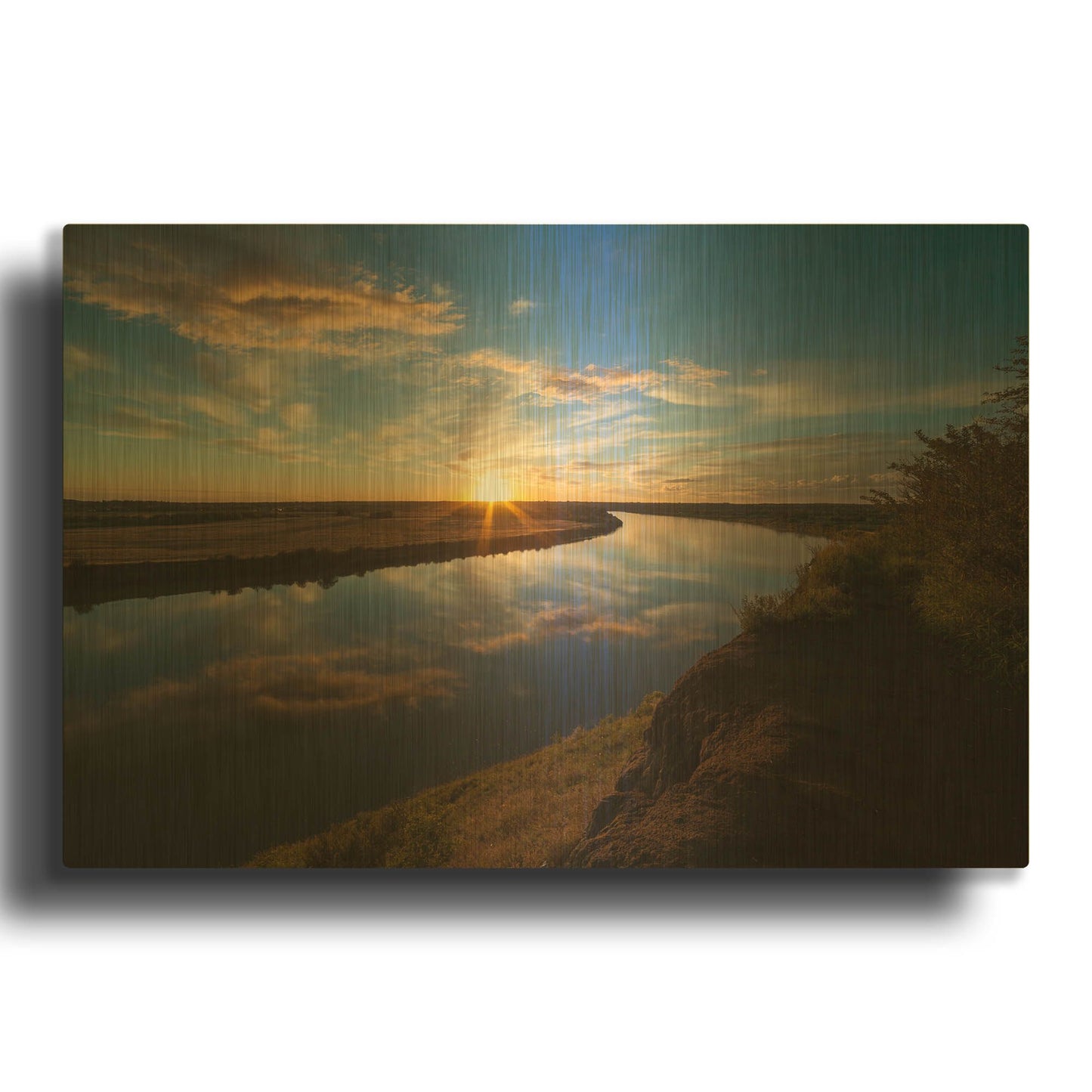 'River Sunset 1' By Joe Reimer Photography Gold Metal Wall Art