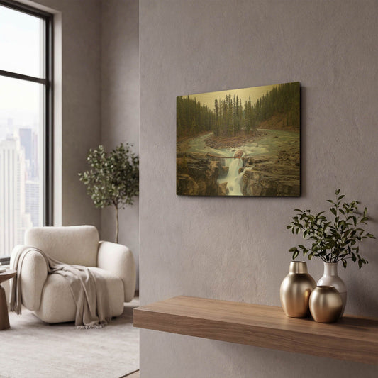 'Sunwapta Falls 1' By Joe Reimer Photography Gold Metal Wall Art