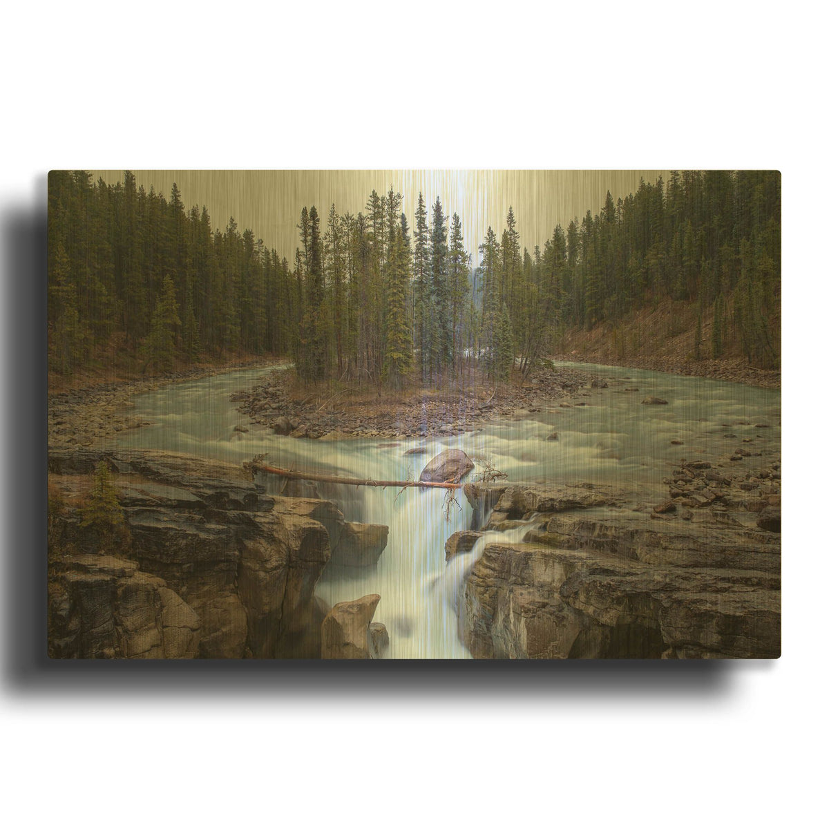 'Sunwapta Falls 1' By Joe Reimer Photography Gold Metal Wall Art