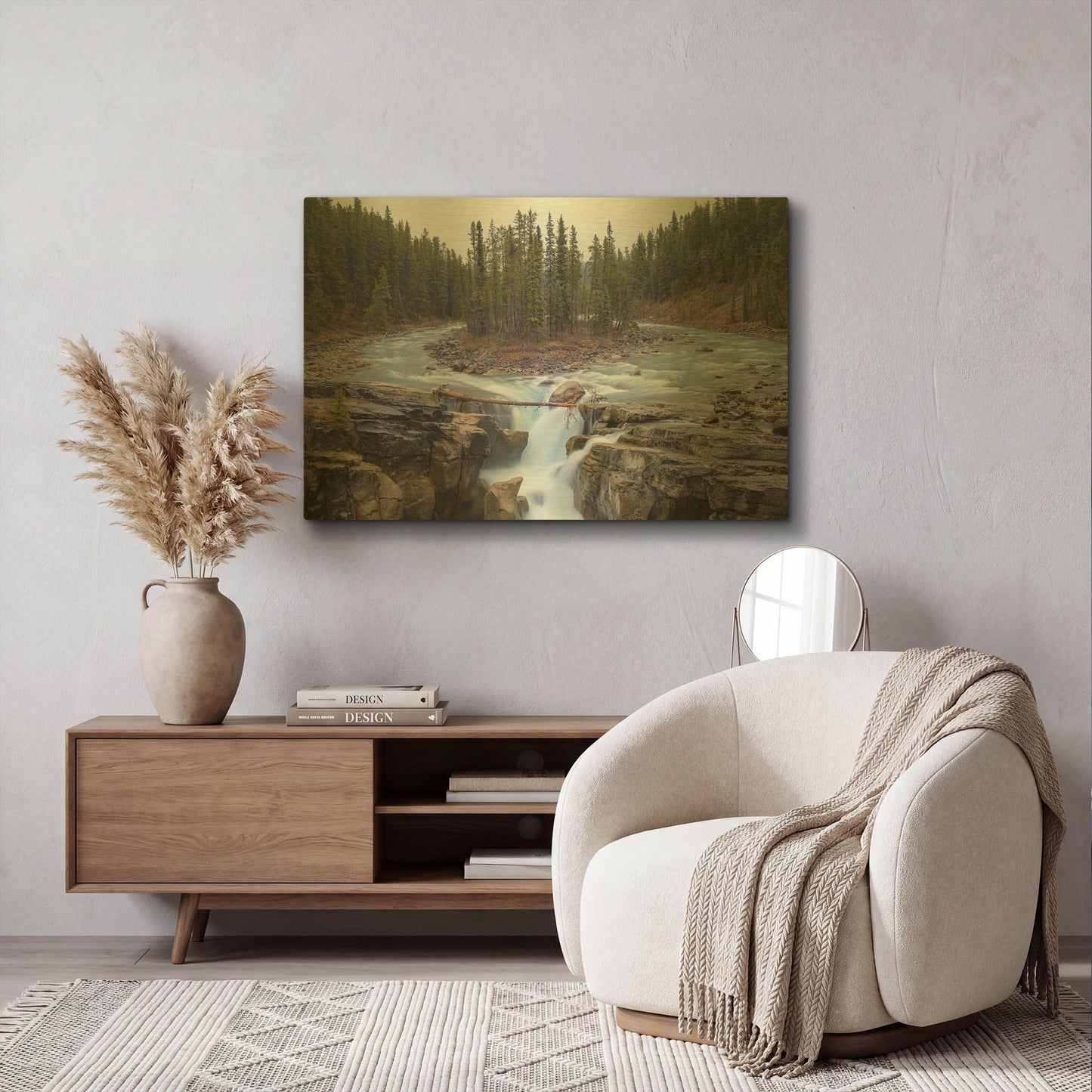 'Sunwapta Falls 1' By Joe Reimer Photography Gold Metal Wall Art