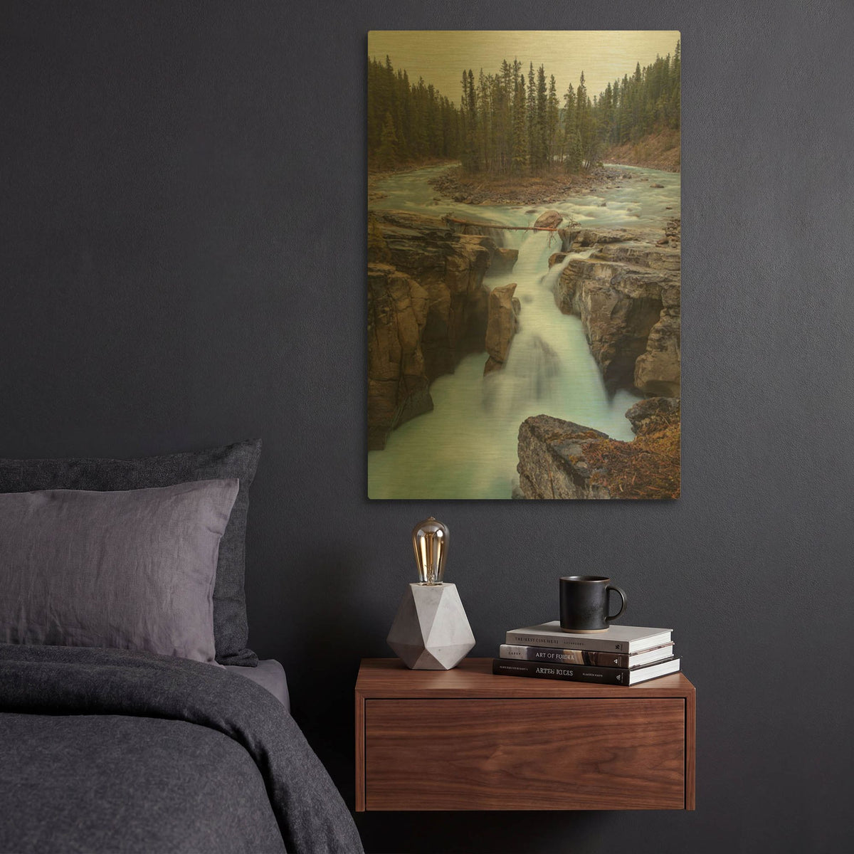 'Sunwapta Falls 2' By Joe Reimer Photography Gold Metal Wall Art