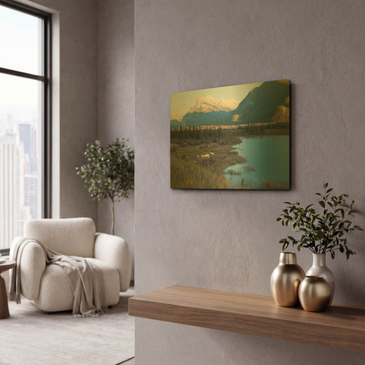 'Vermillion Lakes 1' By Joe Reimer Photography Gold Metal Wall Art