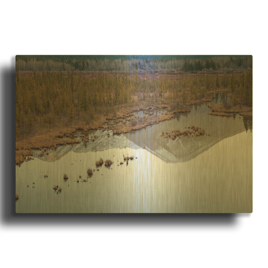 'Vermillion Lakes 2' By Joe Reimer Photography Gold Metal Wall Art