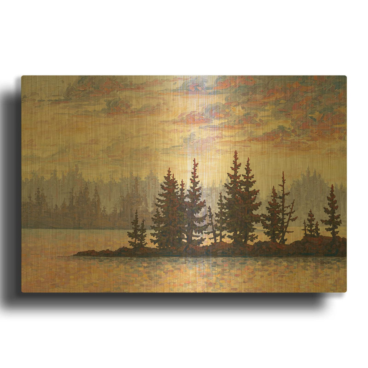 'Golden Elk Island' By Joe Reimer Gold Metal Wall Art